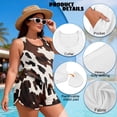 thumbnail image 4 of Psesaysky Brown Cow Print 2 Piece Swimwear Outfits Tummy Control Tankini Swimsuits Racerback Wide Straps Tank Top Bathing Suits Shorts Resort Wear, 4 of 7