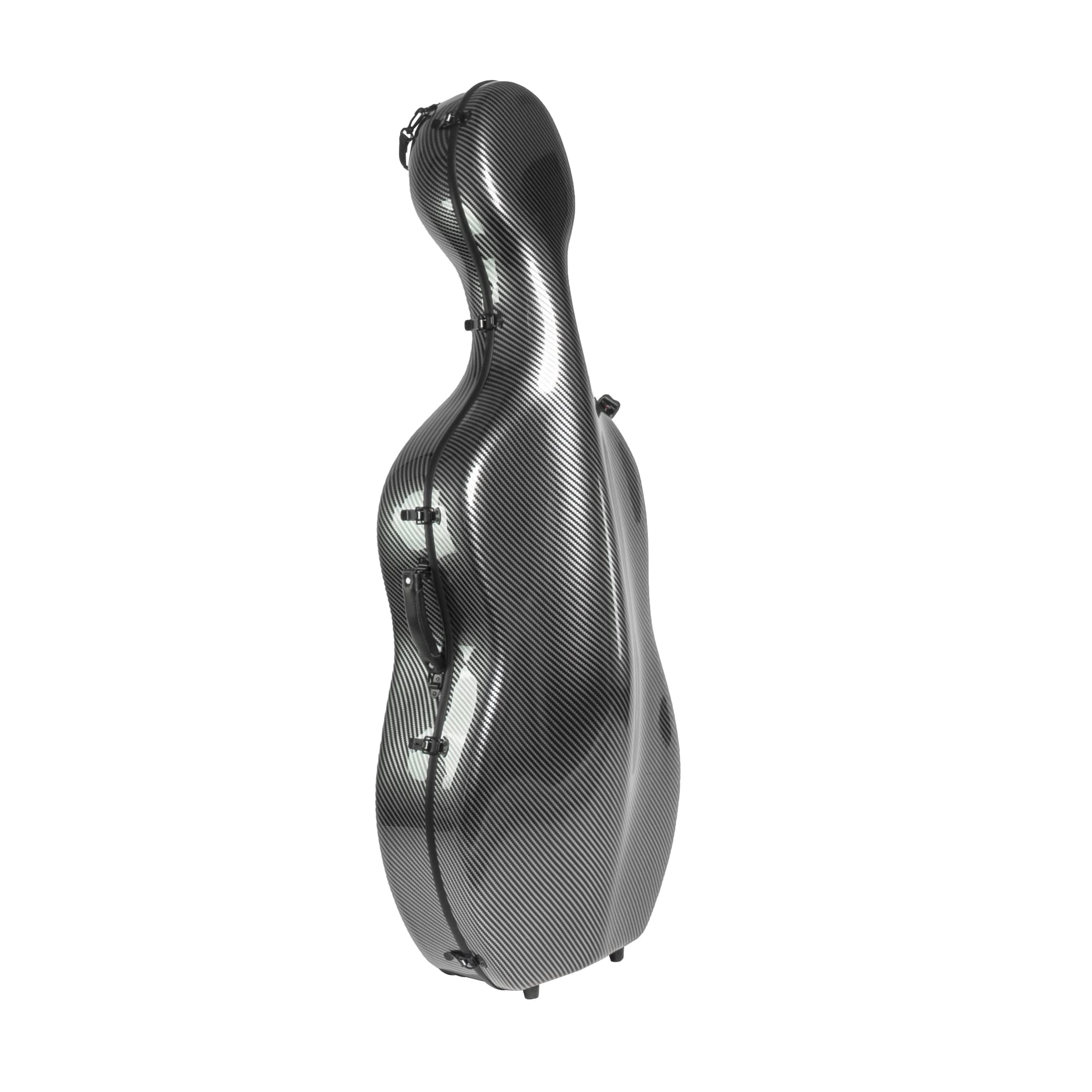 MI&VI CP-7001 Classic Polycarbonate Fiber Cello Case (Full Size) 4/4 with Wheels | Zipper Closure Bow Pockets | 8.5lb Lightweight | Tough Shell - by MI&VI Music (Silver)