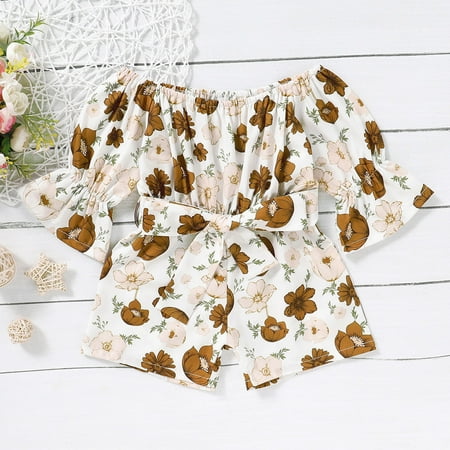 

Sodopo Baby Pajamas Toddler Baby Kids Girls Short Sleeve Off Shoulder Floral Print Jumpsuit Boy Girl Pajamas Bodysuit Toddler Jacket