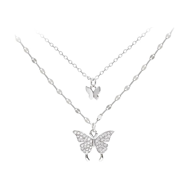 Minnieouse Collar de plata de doble capa con colgante de insectos para mujer, accesorio de moda para mujer, joyería de diamantes de imitación Type3 NO3