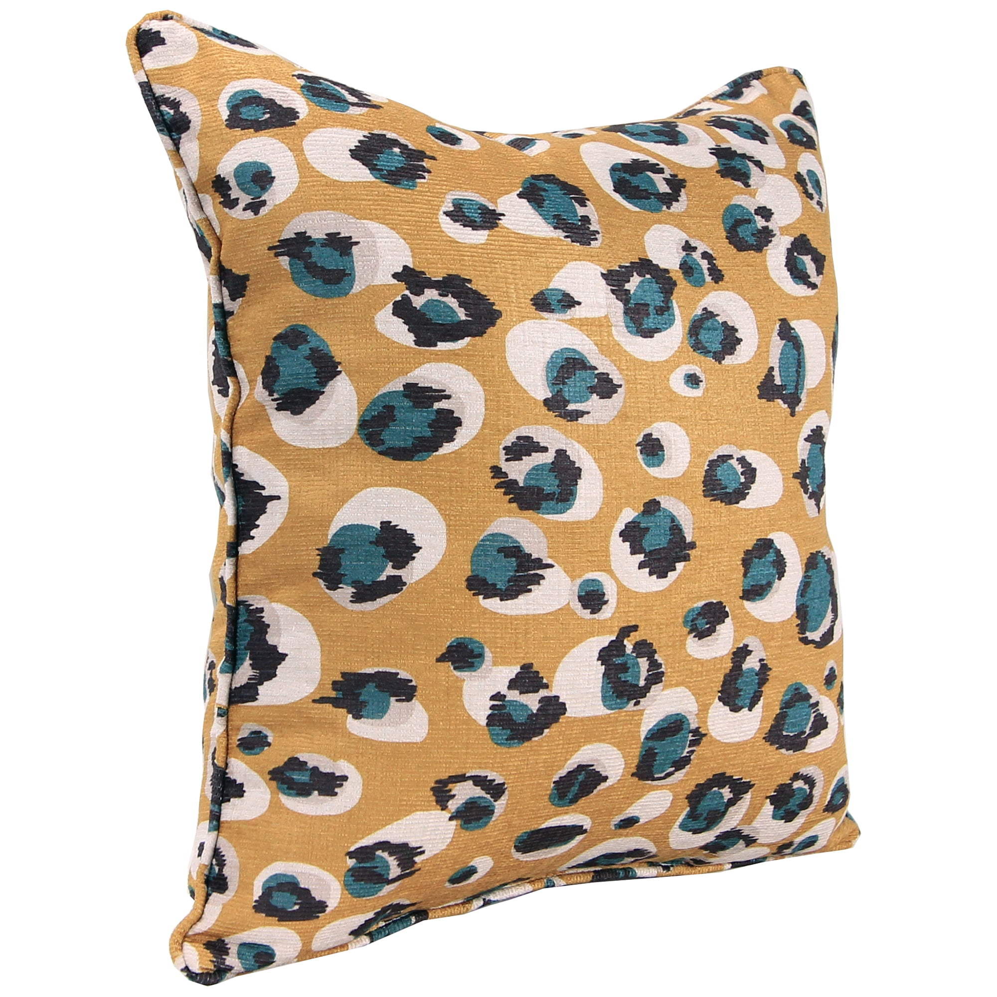 Jordan Manufacturing 18" x 18" Mustard Leopard Animal Square Decorative Throw Pillow with Welt