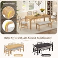 thumbnail image 6 of Harper & Bright Designs Vintage Extendable Dining Table Set for 6 with 4 Upholstered Chairs and Bench, Rustic Wire Brushed Kitchen Table Set with Curved Design for Kitchen, Natural, 6 of 19