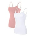 thumbnail image 1 of Charmo Cami Correa de espagueti ajustable para mujer construida en sujetador camisetas sin mangas 2 Pack, 1 of 6