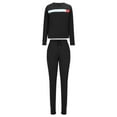 thumbnail image 3 of Travel Outfits for Women 2 Piece Sets Solid Color Splicing Sports Set Plus Size Tracksuit Casual Outfit Black L, 3 of 5