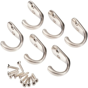 Mainstays, Single Satin Nickel Hooks, 6 Pack, ing Hardware Included, 10 lb Working Limit