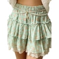 thumbnail image 3 of Coduop Women Summer Floral Tiered Ruffle Mini Skirt Waist Elastic A-line Flowy Frill Short Skirt, 3 of 7