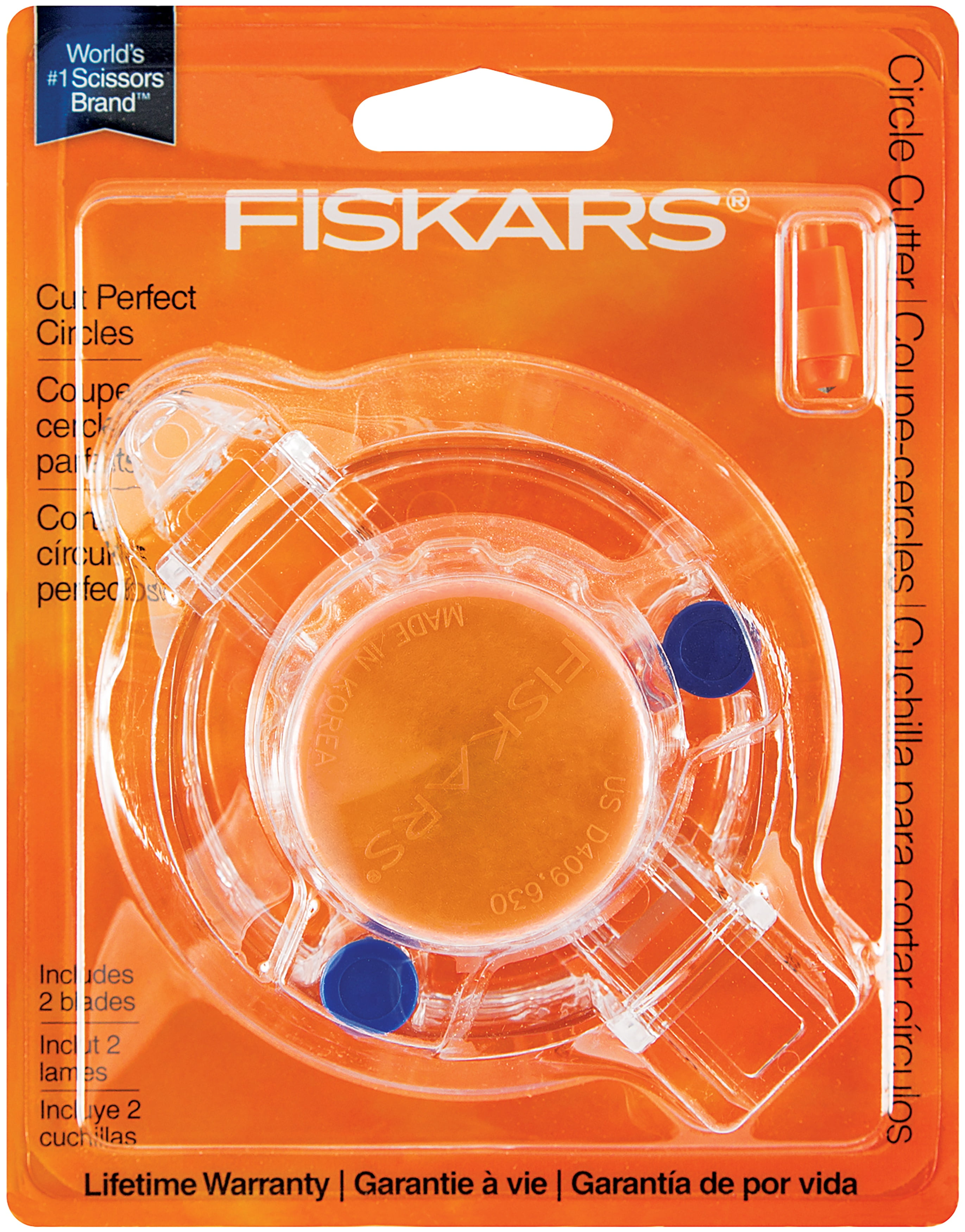 Fiskars Portable Circular Cutter 2-1/8" and 1/2" with 2 Replacement Blades