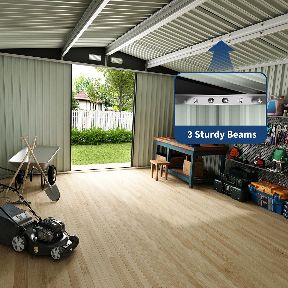 8x10 FT Metal Storage Sheds Outdoor,Metal ToolShed with Lockable Door,Metals Yard Sheds MetalGarden Shed Kit,Metals Utility Sheds Buildings with Air Vent for Backyard Garden Patio Lawn,ship in 2 boxes