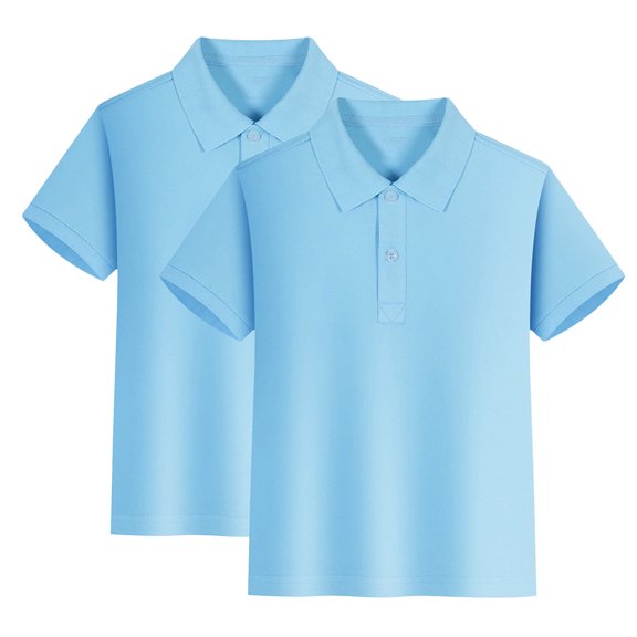 REDARER 2-Pack Boys' School Uniform Short Sleeve Polo Shirt 100% Cotton,10-12 Years