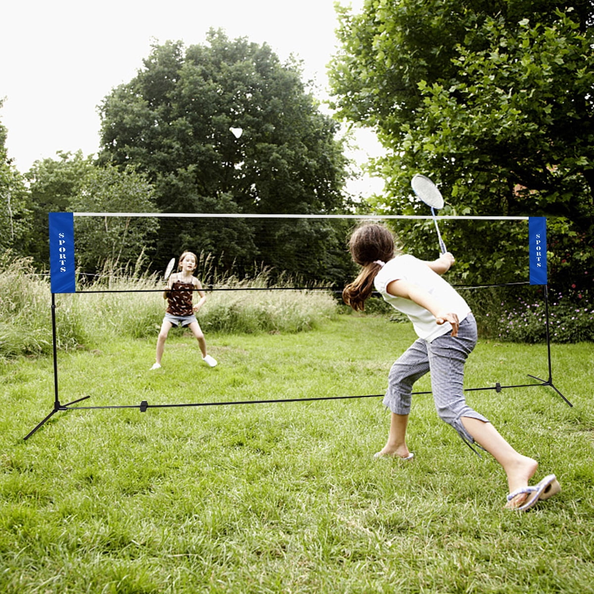 Gymax Portable Adjustable Badminton Net Tennis Beach Volleyball w/ Carry Bag