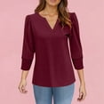 thumbnail image 4 of JGNGSHN Women's 3/4 Length Sleeve Tops Fashion Casual Solid Color V-Neck Shirts Loose Fit Vocation Basic Tees Summer Fall Clothes 2025, 4 of 4