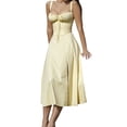 thumbnail image 4 of xiaxaixu Femmes Robe d'Été Couleur Unie Sans Manches Bandage Partie Robe de Ligne pour Cocktail Discothèque Plage, 4 of 9