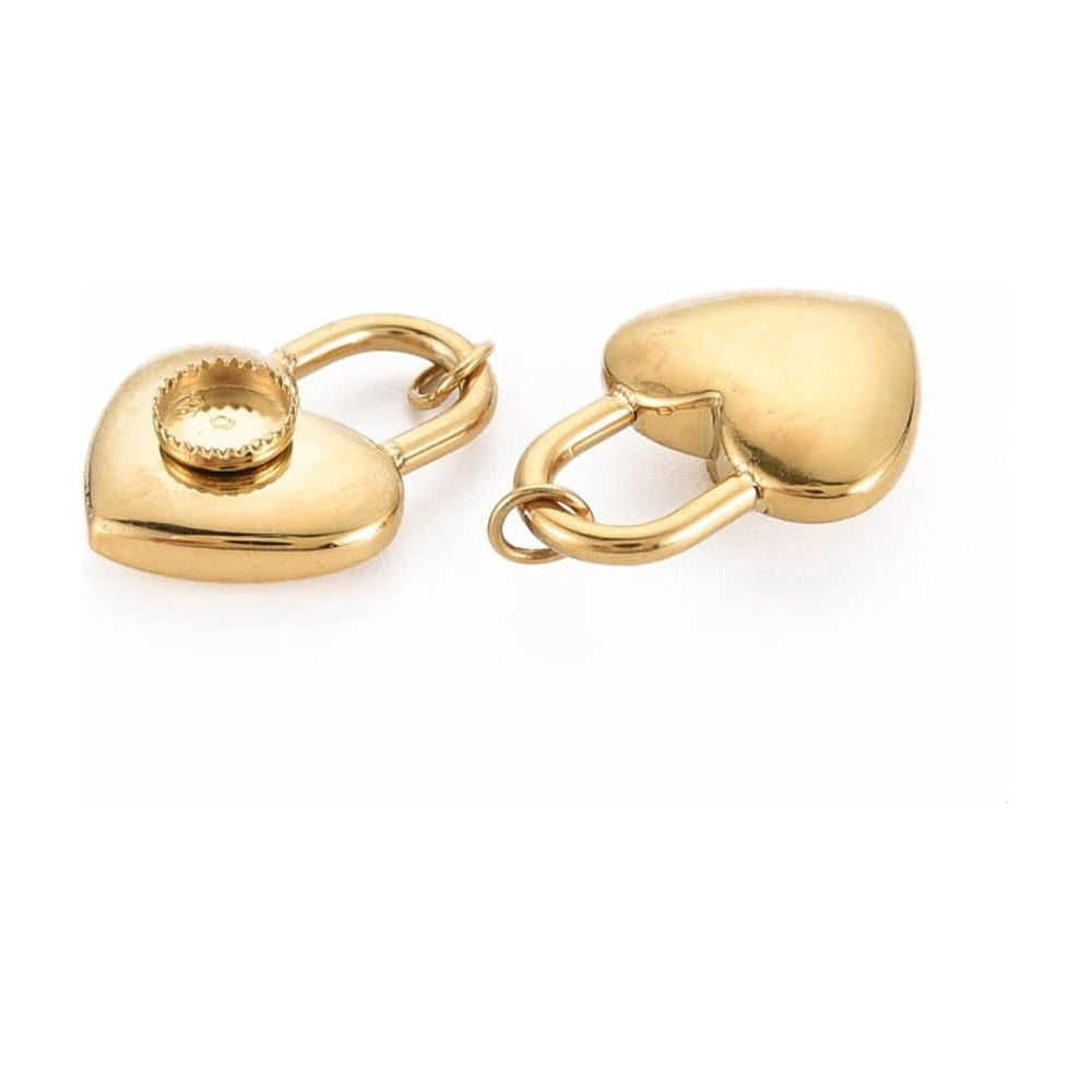 Ion Plating(IP) 304 Stainless Steel Pendant Enamel Settings with Jump Rings Heart Real 14K Gold Plated 18x13x6mm Jump Ring: 4x0.5mm
