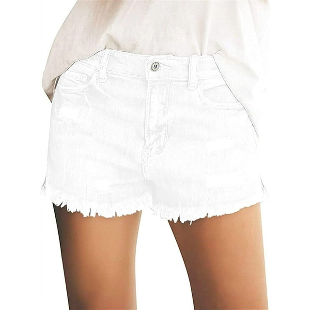 Pantalones cortos Onlypuff, vaqueros desgastados, casuales, blancos rasgados, para mujer