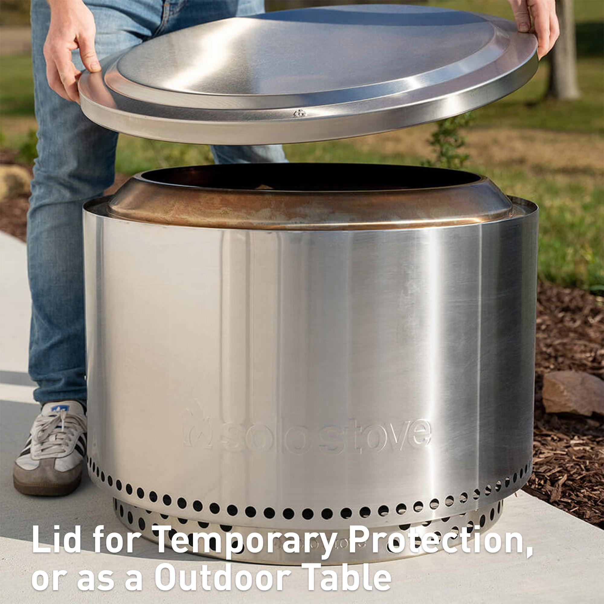 Solo Stove Yukon Essential Bundle 2.0 | Incl. Smokeless Fire Pit, Stand, Lid, Camping Accessories, Portable for Wood Burning, Removable Ash Pan, Stainless Steel, H: 19.8in x Dia: 27in, 40.35lbs
