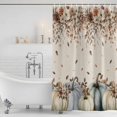 thumbnail image 3 of Navy Blue Pumpkin Fall Shower Curtain, Waterproof Shower Curtains for Bathroom, Thanksgiving Leaves Floral Rustic Washable Fabric Bathtub Curtain Set Bath Decor with 12 Hooks Long 72"x84", 3 of 8