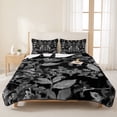 thumbnail image 3 of Twin Quilt Set 68''x86'', Black and White Floral Lightweight Summer Bedspread Coverlet Set with 2 Pillow Shams, Modern Oil Painting Abstract Art Breathable All Season Quilt Bedding for Dorm/Bedroom, 3 of 9