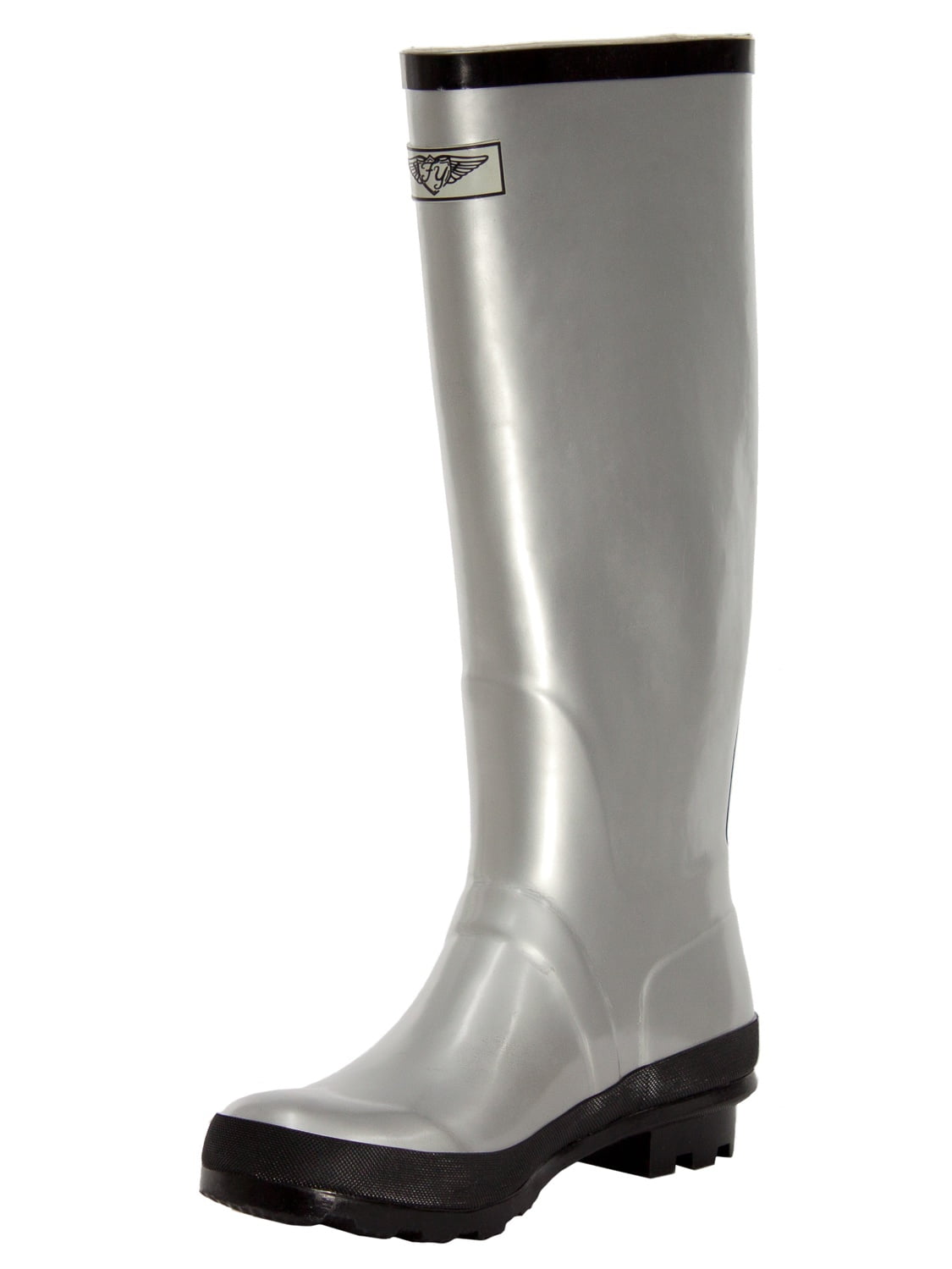 Women Rubber Rain Boots with Cotton Lining, Gunmetal