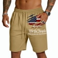 thumbnail image 3 of Havenx Men's 250 Years Of American Independence Shorts Mesh Drawstring Elastic Waist Short with Pockets Fast Dry Pants Breathable Lightweight Running Training Clothes,Khaki L, 3 of 4