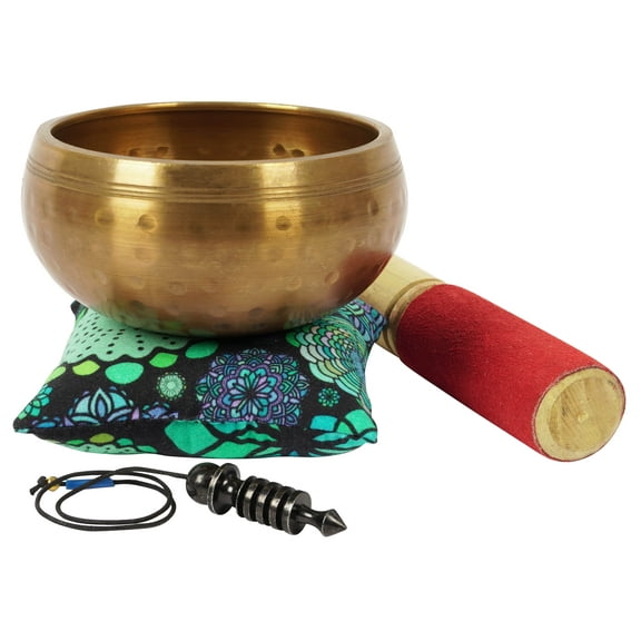 IBA Indianbeautifulart Tibetan Singing Bowl Musical Instrument For Meditation W/ Stick & Cushion Handcrafted In Nepal Bowl For Relaxation, Yoga & Spiritual Healing