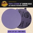 thumbnail image 2 of Dura-Gold Premium 180 Grit 6" PSA Purple Film Ceramic Sanding Discs, Box of 50 - Self Adhesive Stickyback Sandpaper for DA & Random Orbital Sanders - Abrasive Sand Auto Paint, Metal,working, 2 of 6