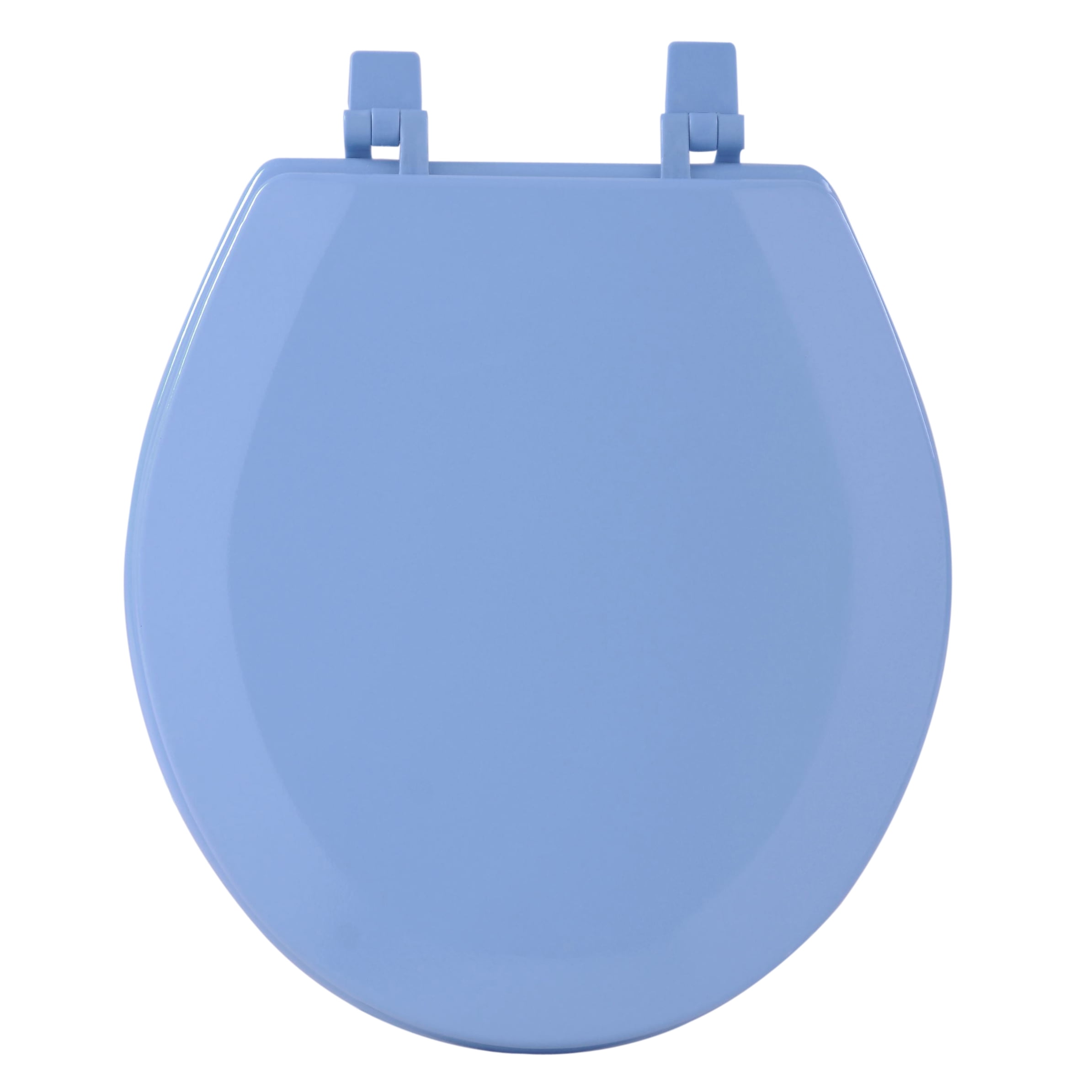 Standard Wood Soft Adjustable Hinges Toilet Seat with Close Lid, Light Blue