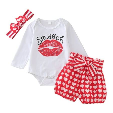 

ZHAGHMIN Outfits Baby Print Girls Fall Long Sleeve Valentine S Day Romper Bodysuit Shorts Headbands Outfits Clothes Girls 2T Clothes 18 Month Girl Clothes Taking Home Baby Girl Outfit Clot