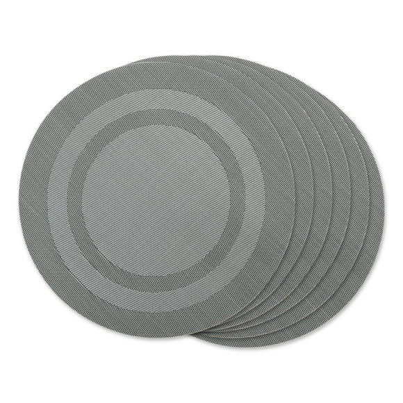Design Imports CAMZ13992 DII Gray Round PVC Doubleframe Placemat 6 Piece