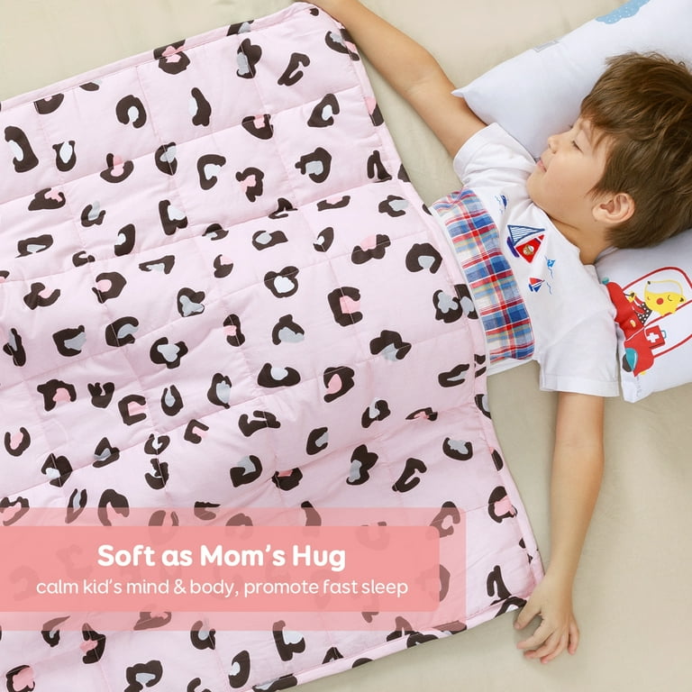 Sivio Kids Weighted Blanket 3lbs 100 Natural Cotton Heavy Blanket for Kids and Toddler 36 x 48 inches Pink Leopard