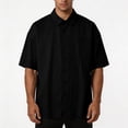 thumbnail image 7 of DeHolifer Mens Shirts Plus Size Button Down Solid Color Short Sleeve Casual Summer Shirts Black L, 7 of 7