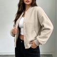 thumbnail image 5 of Tqcoqu Women's Round Neck Button Front Solid Color Jacket Long Sleeve with Pockets Casual Outerwear, 5 of 6