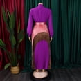 thumbnail image 5 of AURA Plus Size Maxi Dress Half Open Collar Lace Up Belted High Waist Pleated Long Sleeve Elegant Fall Dress, 5 of 10