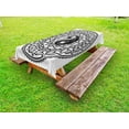 thumbnail image 1 of Ying Yang Outdoor Tablecloth, Ornate Symbol with Lace Style Blossom Patterns Inspirational Far Eastern Print, Decorative Washable Fabric Picnic Table Cloth, 58 X 84 Inches,Black White, by Ambesonne, 1 of 2
