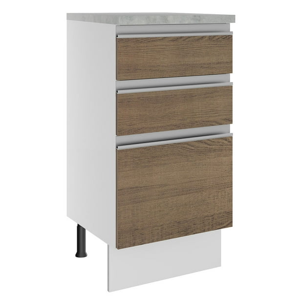 Mostrador Madesa Glamy 40 cm 3 Cajones - Blanco/Marrón Madesa G24401GL