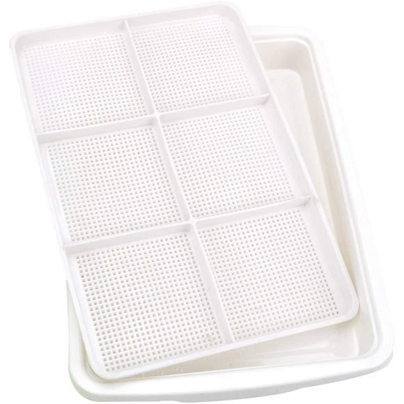 Creatively Home Bean Sprouts Planting Dishes Seedling Tray Garden Supplies Nursery Pots Growing Plate(White)