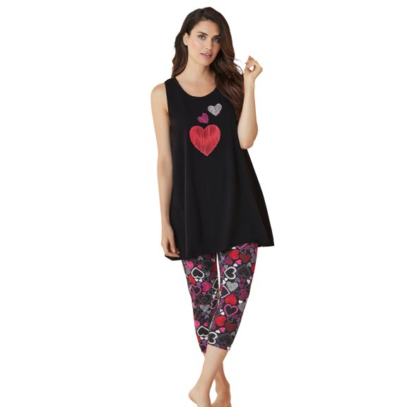 Dreams & Co. Women's Plus Size Scoopneck Tank & Capri Legging PJ Set