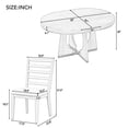 thumbnail image 4 of Extendable Round Dining Table Set, Mid Century Wooden Round Kitchen Table and 4 Upholstered Chairs, 5-Piece Dining Set Extendable Table with a 16-inch Leaf for Dining Room, Kitchen, Natural, 4 of 9