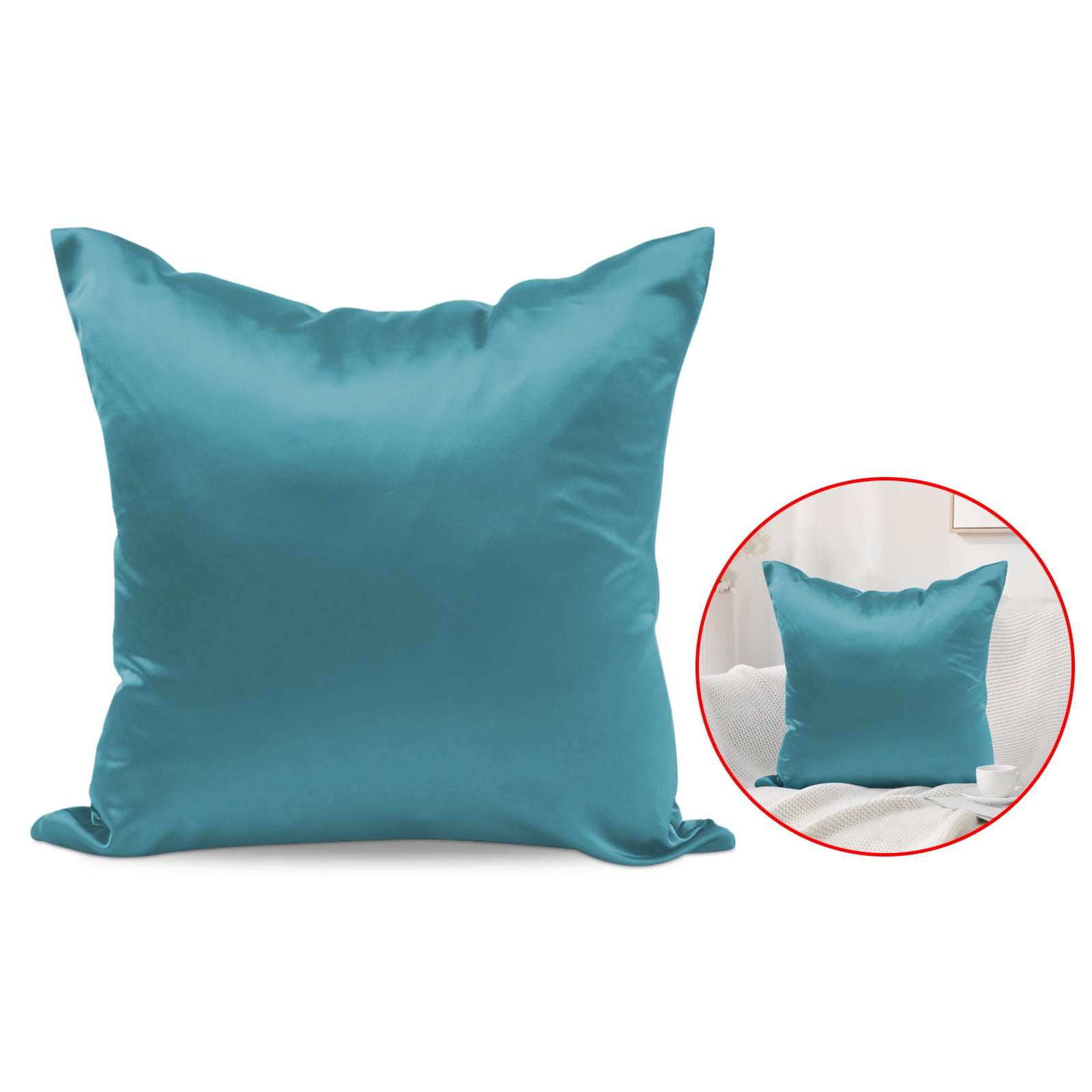 Pure Silk Satin Pillowcase Solid Square Soft Summer Pillowcase Bedroom Decor G
