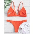 thumbnail image 5 of ZAFUL for Women Back Strappy Padded Bathing Suit Bright Orange S, 5 of 6