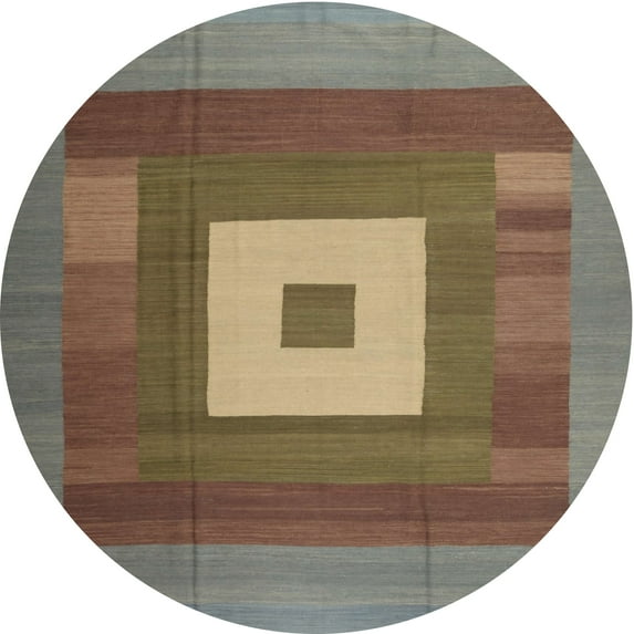 Ahgly Company Machine Washable Indoor Round Contemporary Khaki Green Area Rugs, 5' Round