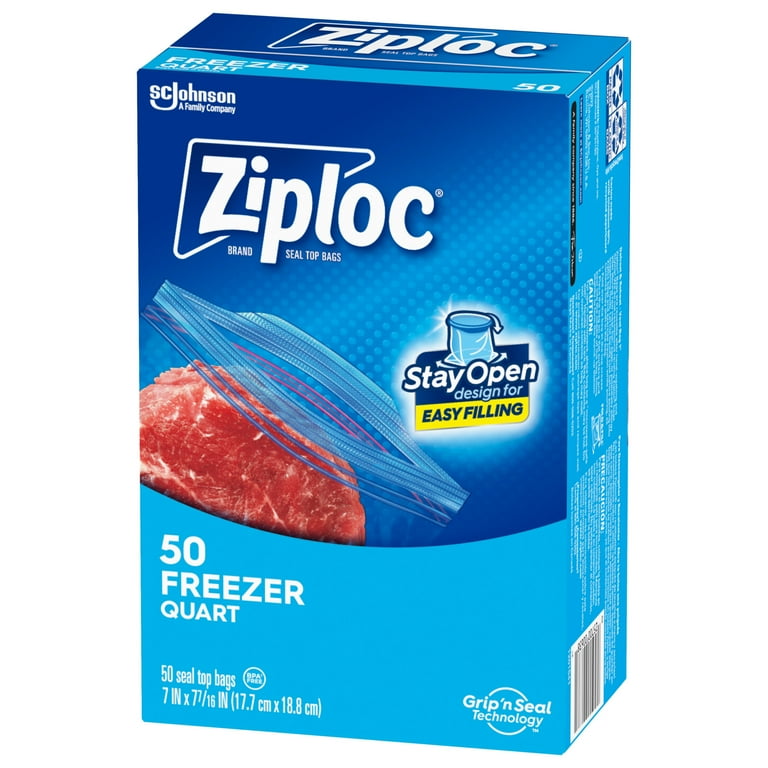 Ziploc® Double Sealable Storage Freezer Bags, Quart Size, Grip 'n