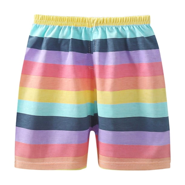 Odeerbi 1-7 Años Niños Niñas Pantalones Cortos de Algodón Para Verano Estampado Rayas Pantalones Cortos de Playa Color Sólido Pantalones Cortos de Deporte Casual