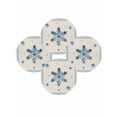 thumbnail image 7 of 13 Inch Round Placemats Set of 4, Christmas Snowflake Blue Non Slip Heat Insulation PP Table Mats, Winter Stripe Xmas Texture on Linen Washable Place Mats for Kitchen Dining Party Table Decor, 7 of 7