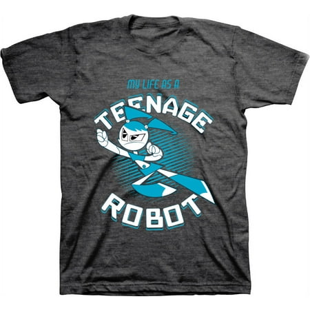 Mens Nickelodeon Teenage Robot Shirt - Retro Nick My Life as a Teenage Robot tee - Classic Nick Graphic T-Shirt (Charcoal Heather, XX-Large)