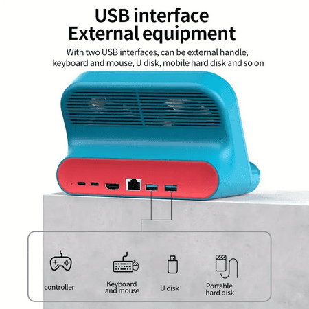 DOONJIEYTV Docking Station for Switch 6 in 1 USB-C Hub with HDTV2.0+USB2.0*2+RJ45 100M+PD 100W Ports +Cooling Fan for Switch/OLED Steam