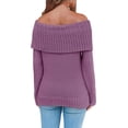 thumbnail image 5 of Long Sleeve Women's Off Shoulder Sweater Oversized Ribbed Knit Fall Tunic Pullover Top Cold Shoulder Pullover, 5 of 6