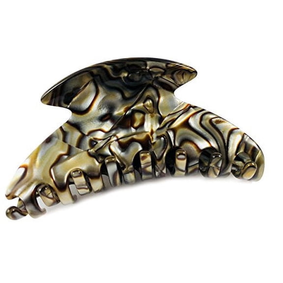 French Amie Smooth Onyx Silver Grey Medium Handmade Jaw Hair Claw Clip Clamp