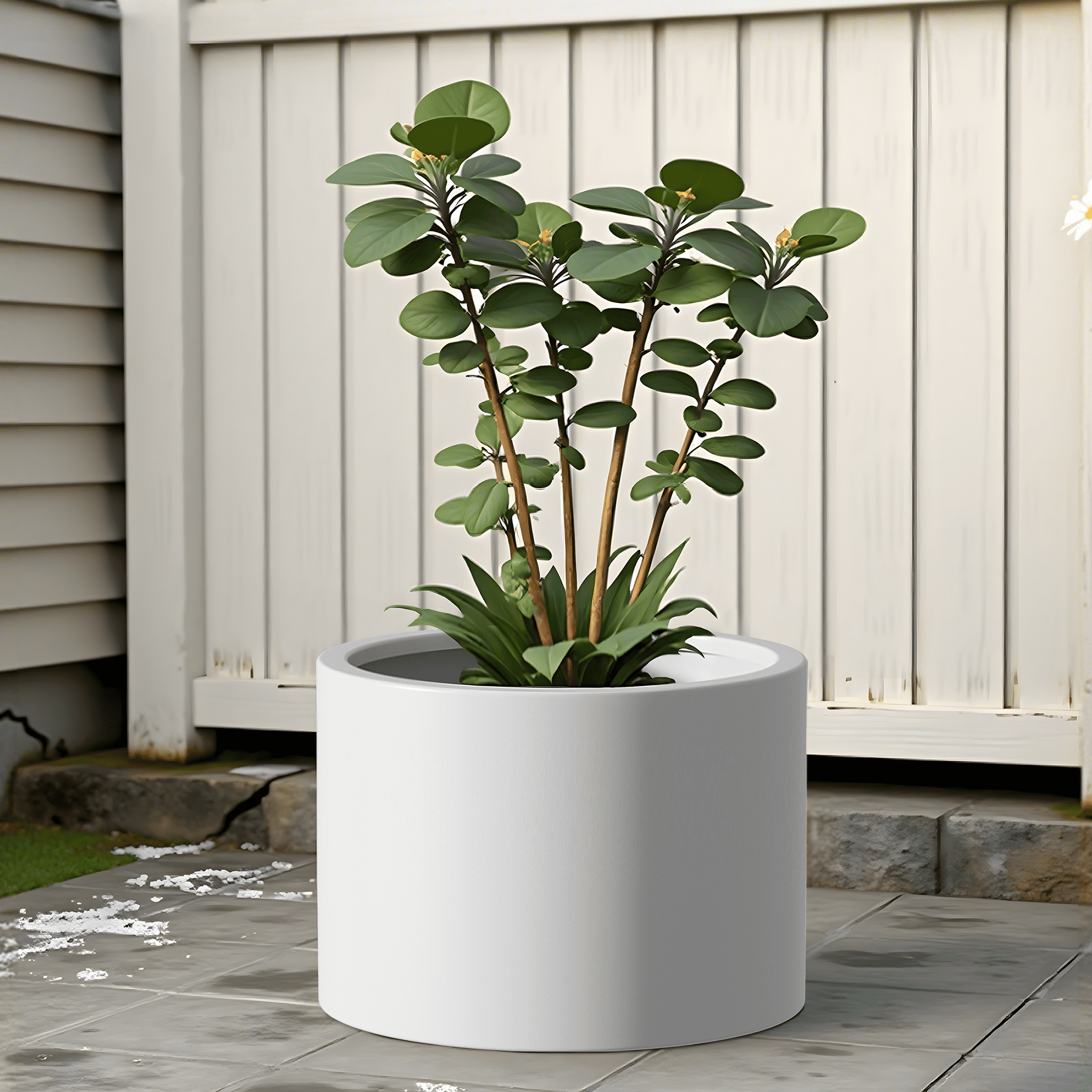 MAYEERTY 16*20"Outdoor Heavy Duty Metal Round Garden Bed,Pre-Rusted Planter Box for Herbs & Flowers, White