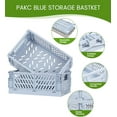 thumbnail image 2 of 2-Pack Small Pastel Plastic Storage Baskets, Collapsible Crates for Organizing, Space-Saving Mini Bins for Classroom, Kitchen, Office, Bedroom (Blue, 9.8" x 6.5" x 3.8"), 2 of 5