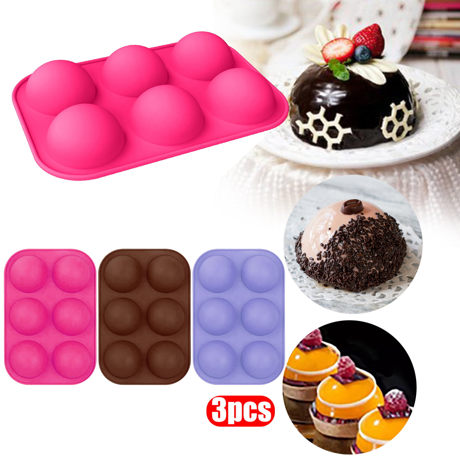 3pcs 6-Cavity Silicone Donut Cupcake Mold Muffin Chocolate Cake Baking Mould Pan 